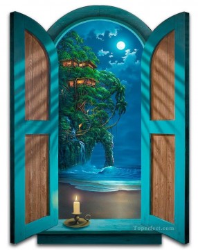3d magic fantasy Painting - Seascape with Tree House magic 3D